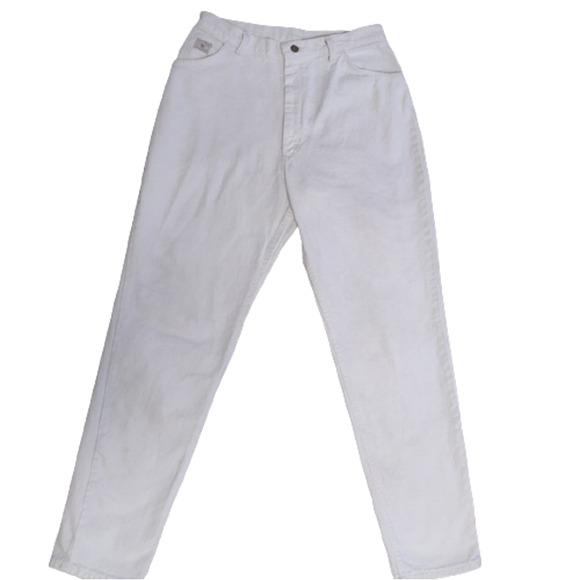 Vintage Wrangler High Rise Waisted White Denim Mom Jeans Tapered Leg Size 16 - Picture 2 of 8